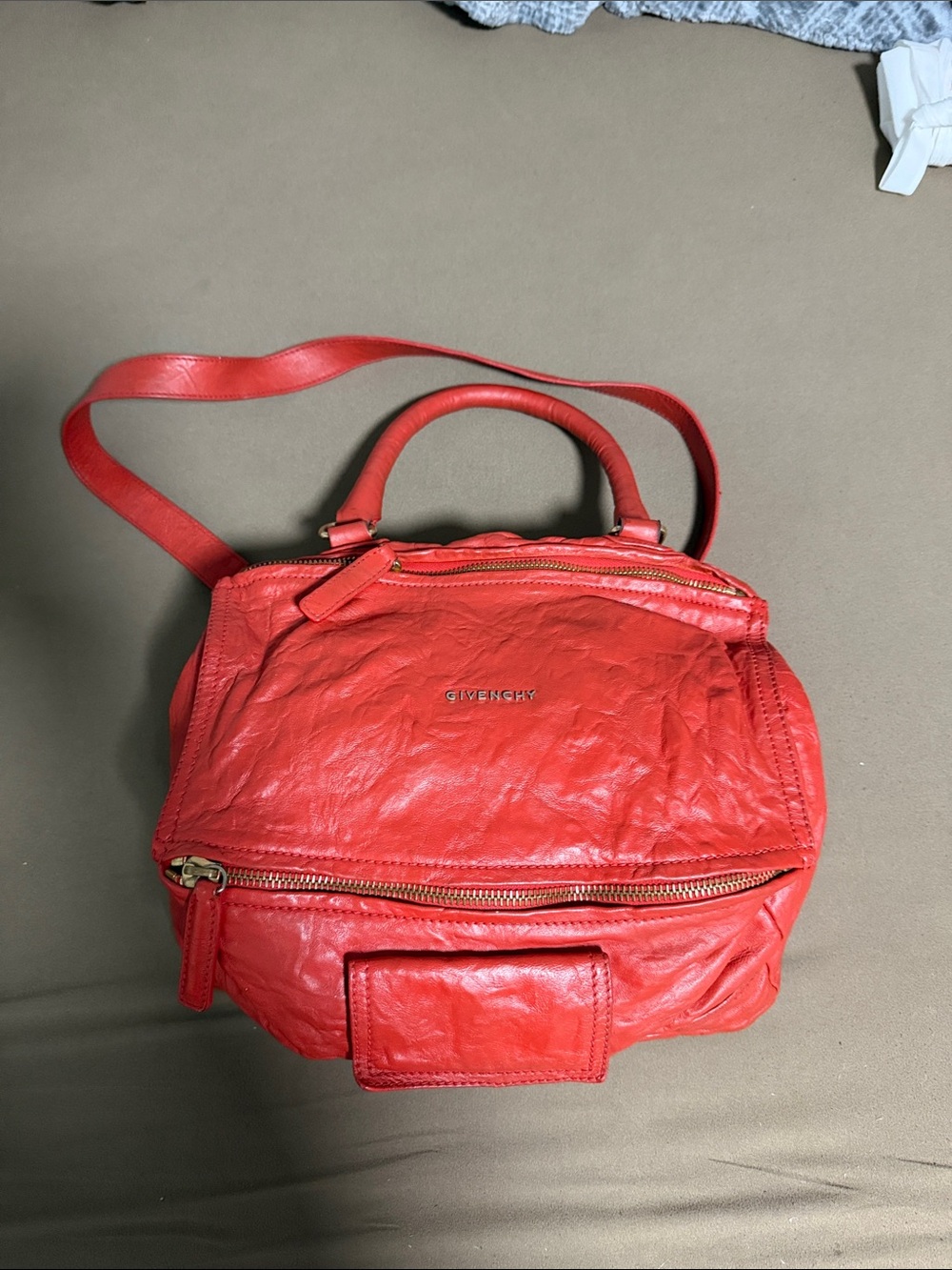 Givenchy Red Leather Crossbody Satchel with Top Handle